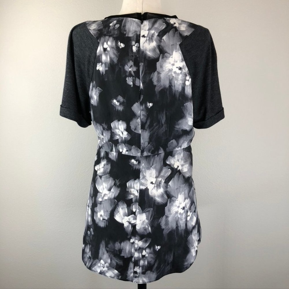 Rebecca Taylor Silk Blouse with Knit Short Sleeves - Picture 2 of 8